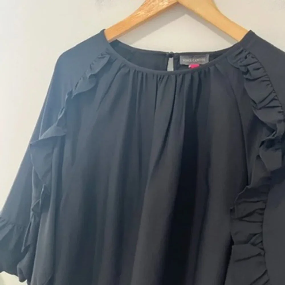 Vince Camuto Black Ruffle Long Sleeve Blouse Size Medium - Picture 2 of 6